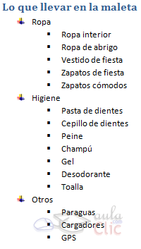 Lista de viñetas